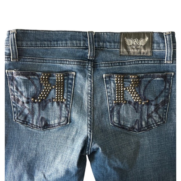 Rock & Republic Size 27 Ollie Studded Embellished Straight Leg Denim Jeans‎ - Picture 4 of 8